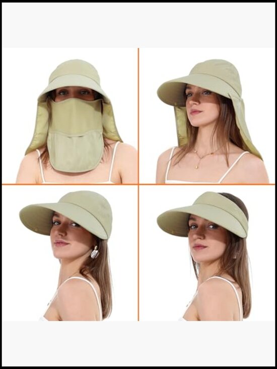 Wide Brim Sun Hat Detachable Visor Neck Flap UPF 50+ Outdoor Sporty Casual main image 5